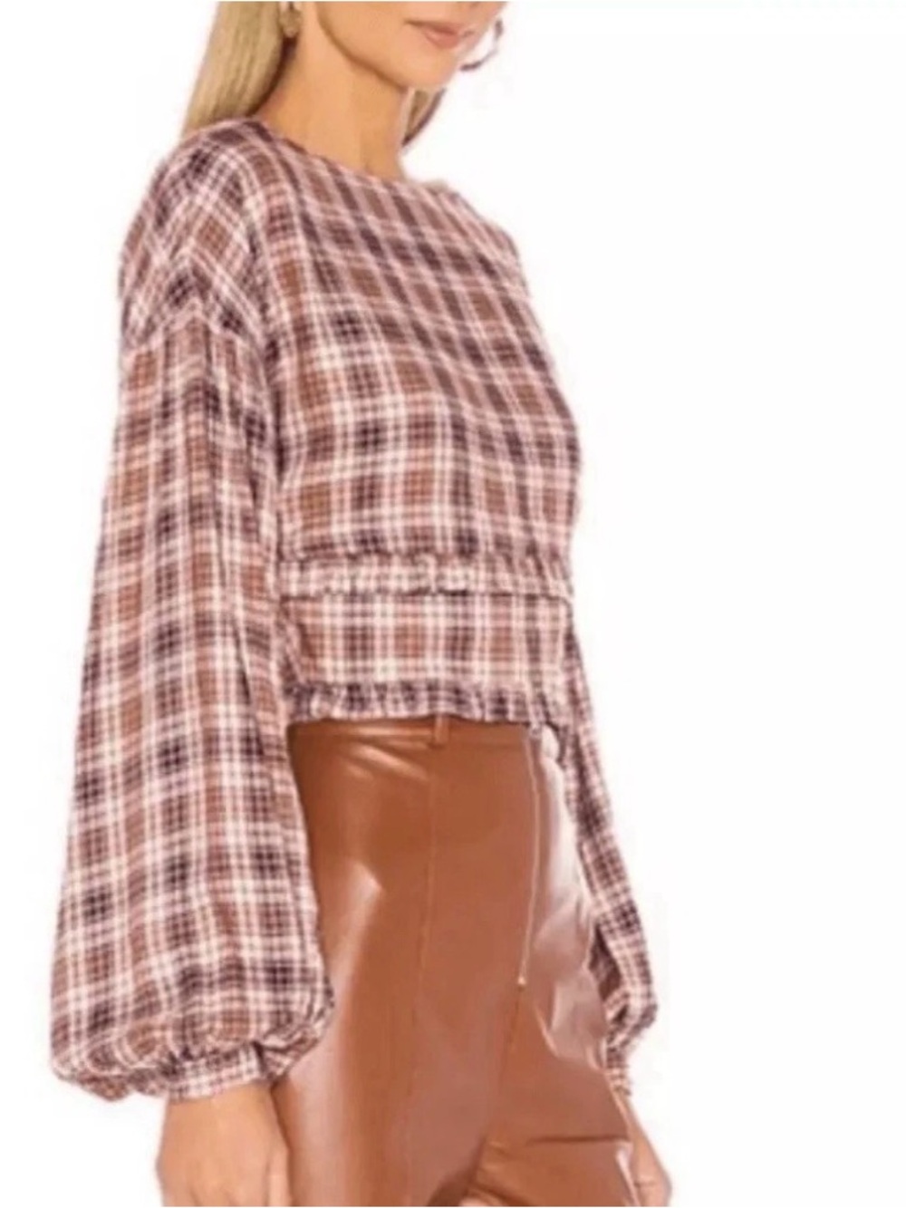 Revolve Majorelle Asa Plaid Pink long sleeve top